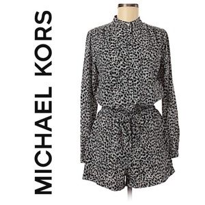 Michael Kors Animal Print Romper Button Up/Tie